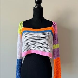 Colorful Crochet Knit Sweater